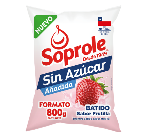 Yohgurt Sin Azúcar Batido Frutilla Bolsa 800g