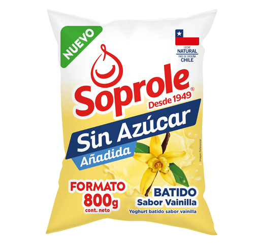 Yohgurt Sin Azúcar Batido Vainilla Bolsa 800g